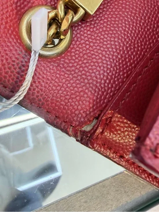 Saint Laurent Burgundy Shoulder Bag with Gold Chain - Picture 13 of 15